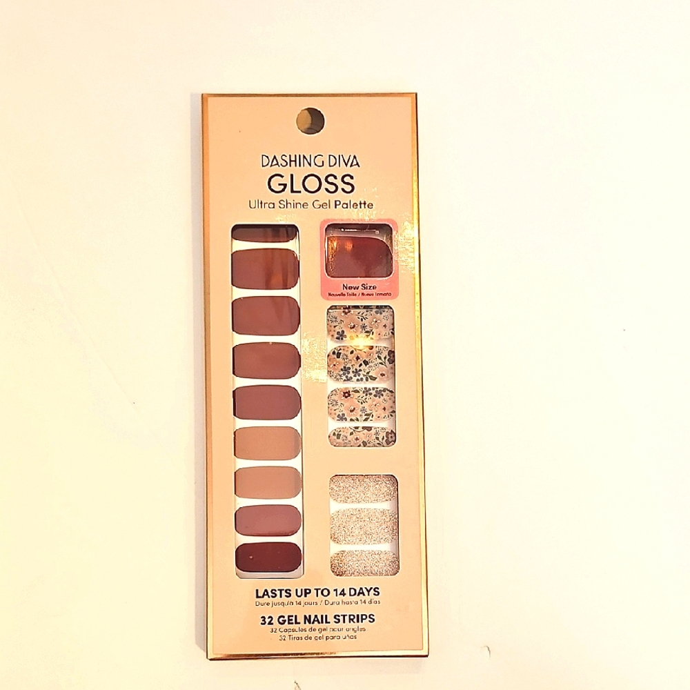 Dashing Diva Gloss Wild Flower Burgandy Pink Gold 32 Gel Nail Strips NEW